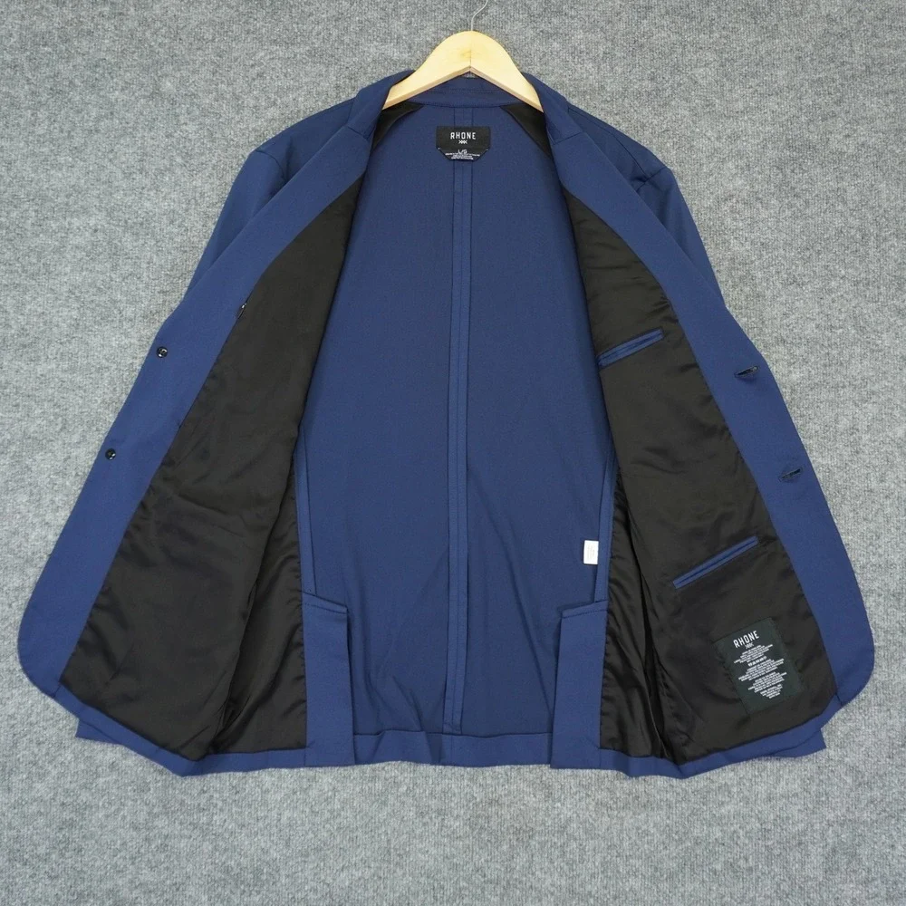 Rhone Commuter Blazer Mens Large Blue Performance Stretch Travel Sport Jacket